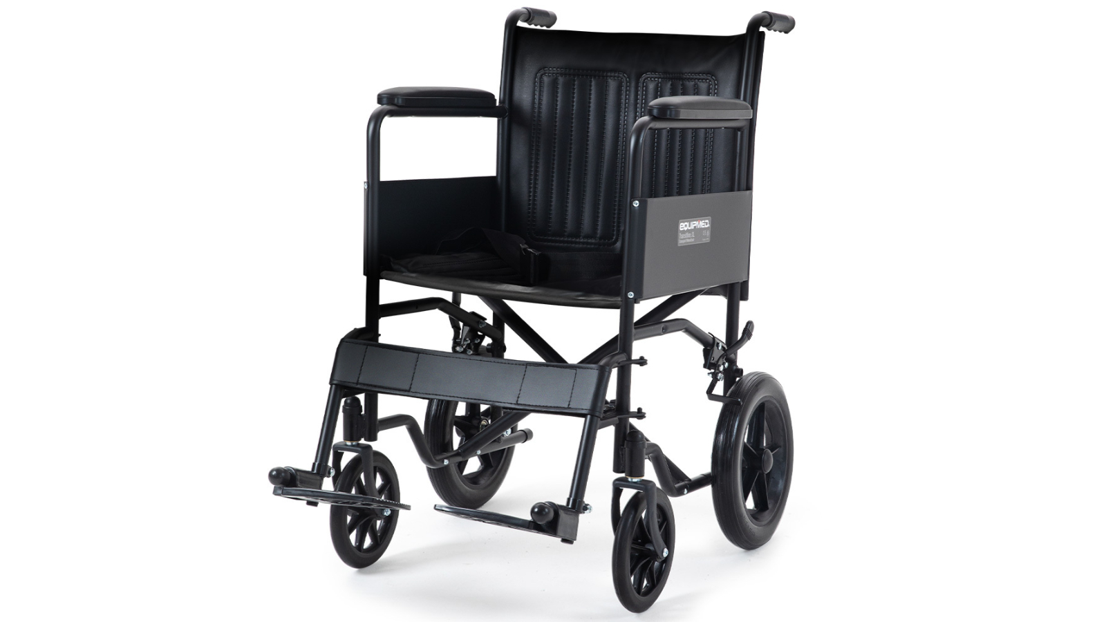Equipmed 114kg Capacity Steel Frame Folding Transit Wheelchair