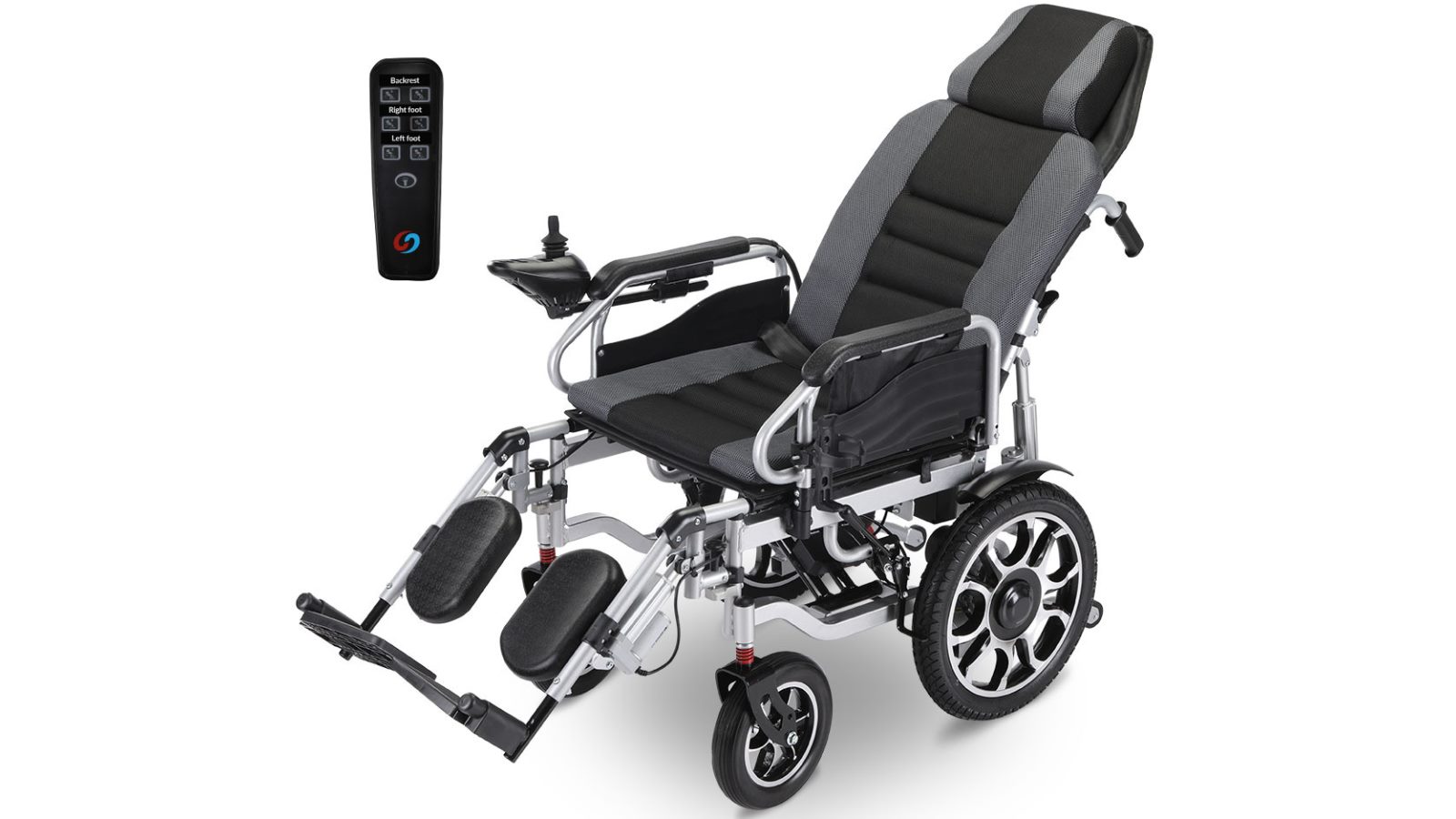 Equipmed Power Electric Folding Wheelchair - Grey/Black