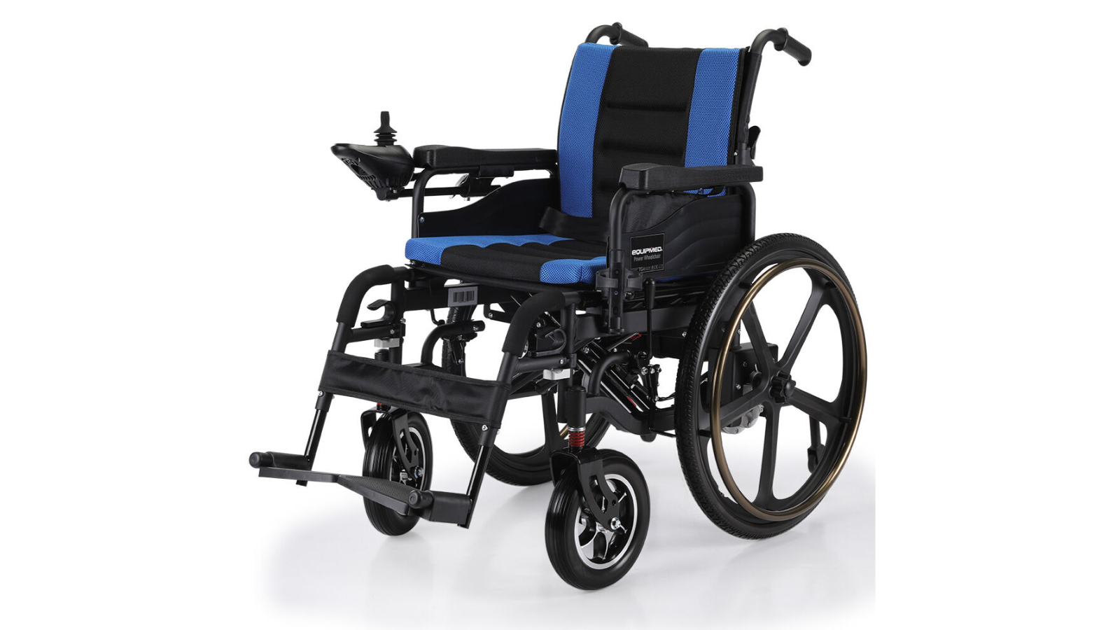 Equipmed Electric Wheelchair Folding - Black/Blue