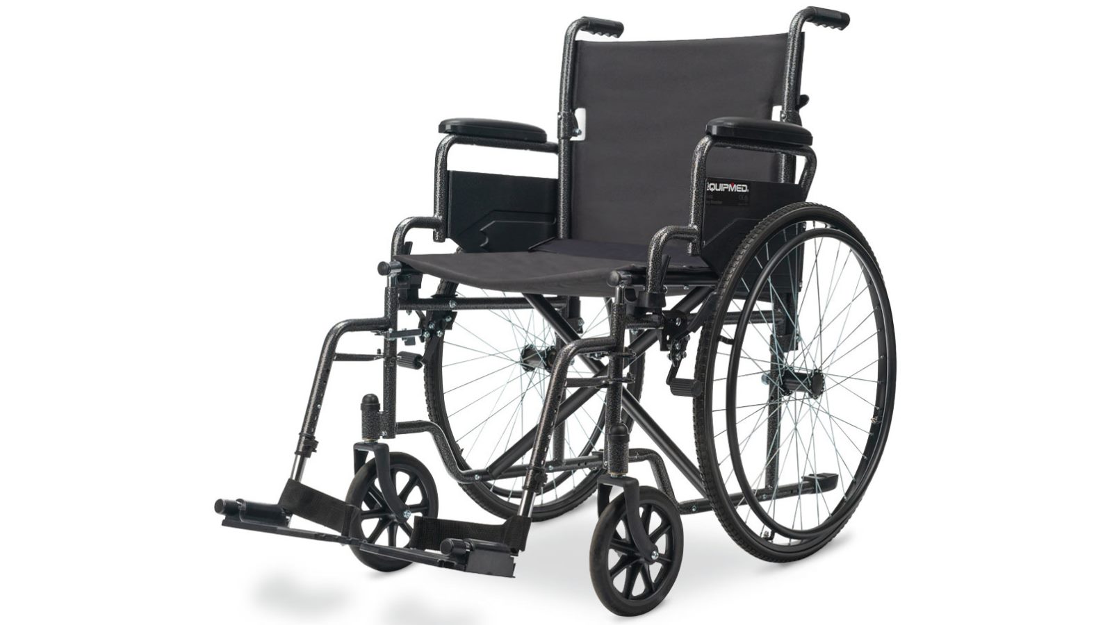 Equipmed Folding Wheelchair - Dark Grey Hammertone