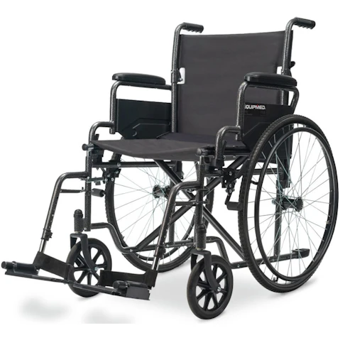Equipmed Folding Wheelchair - Dark Grey Hammertone