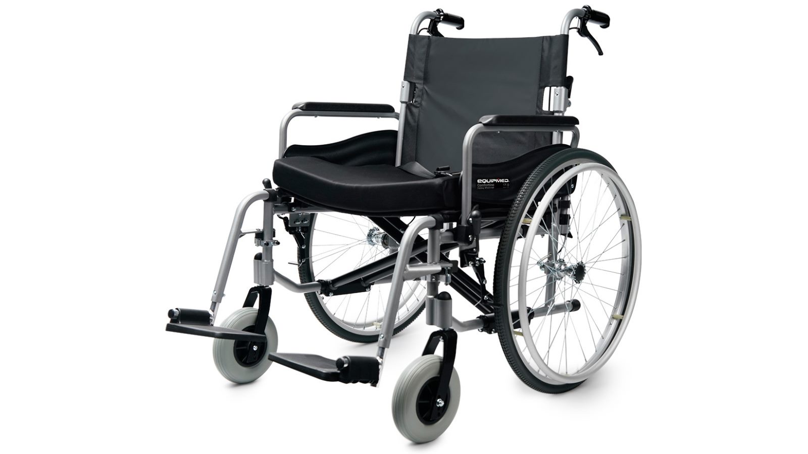Equipmed Folding Wheelchair with XXL Extra-Wide Bariatric Seat - Black