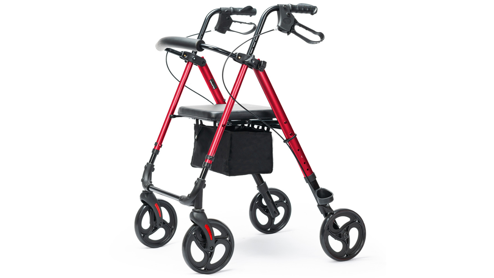 Equipmed Aluminium Frame 4 Wheel Lightweight Rollator Walker for Senior - Red