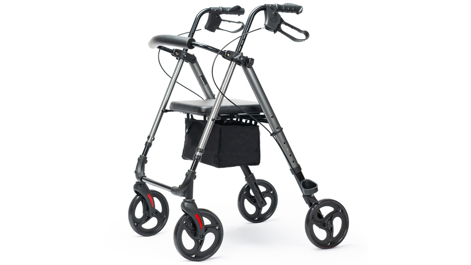 Equipmed Aluminium Frame 4 Wheel Lightweight Rollator Walker for Senior - Titanium Style