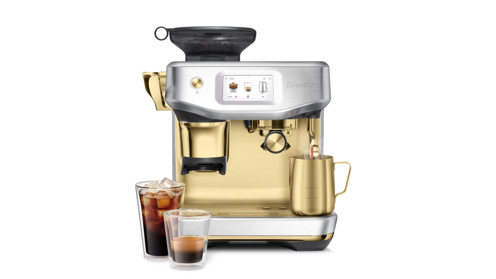 Breville The Barista Touch Impress Espresso Manual Coffee Machine - Brushed Stainless Steel Brass