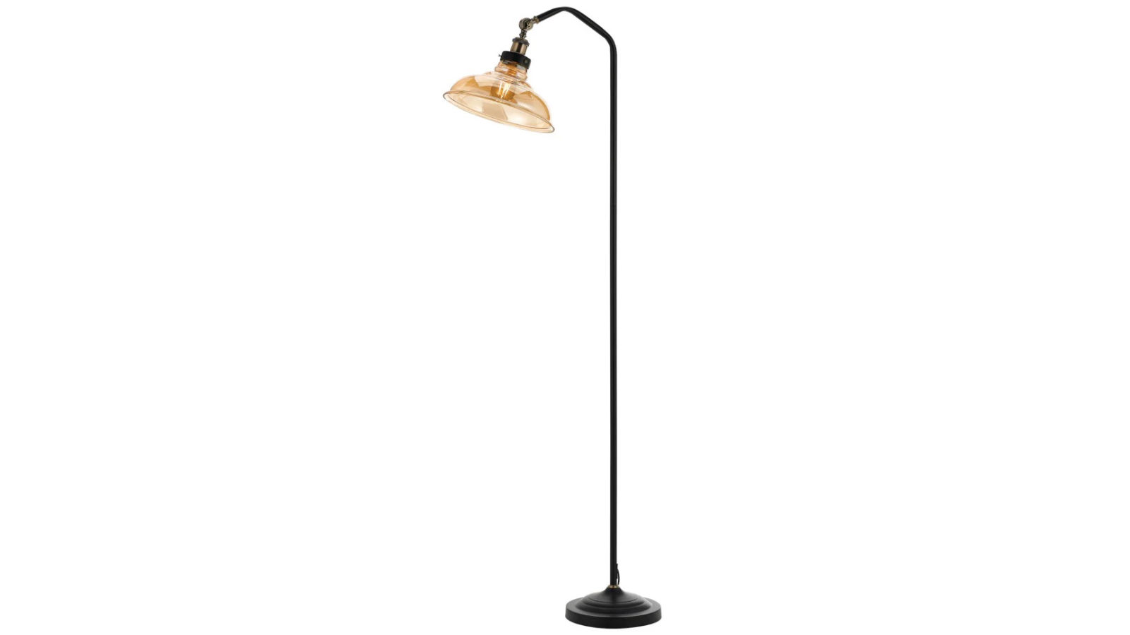 Pretty & Practical Cantoton Floor Lamp Woven Black Amber Shade with Elegant Standing Frame