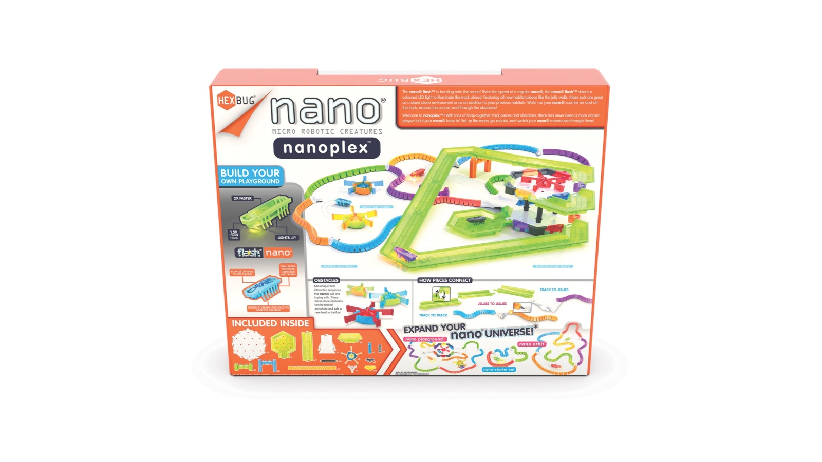 HEXBUG 433-7122 Nano Parco Giochi, Playset Costruibile Con 2 Nano E 2 Nano Flash, Giocattolo Robotico A Vibrazione