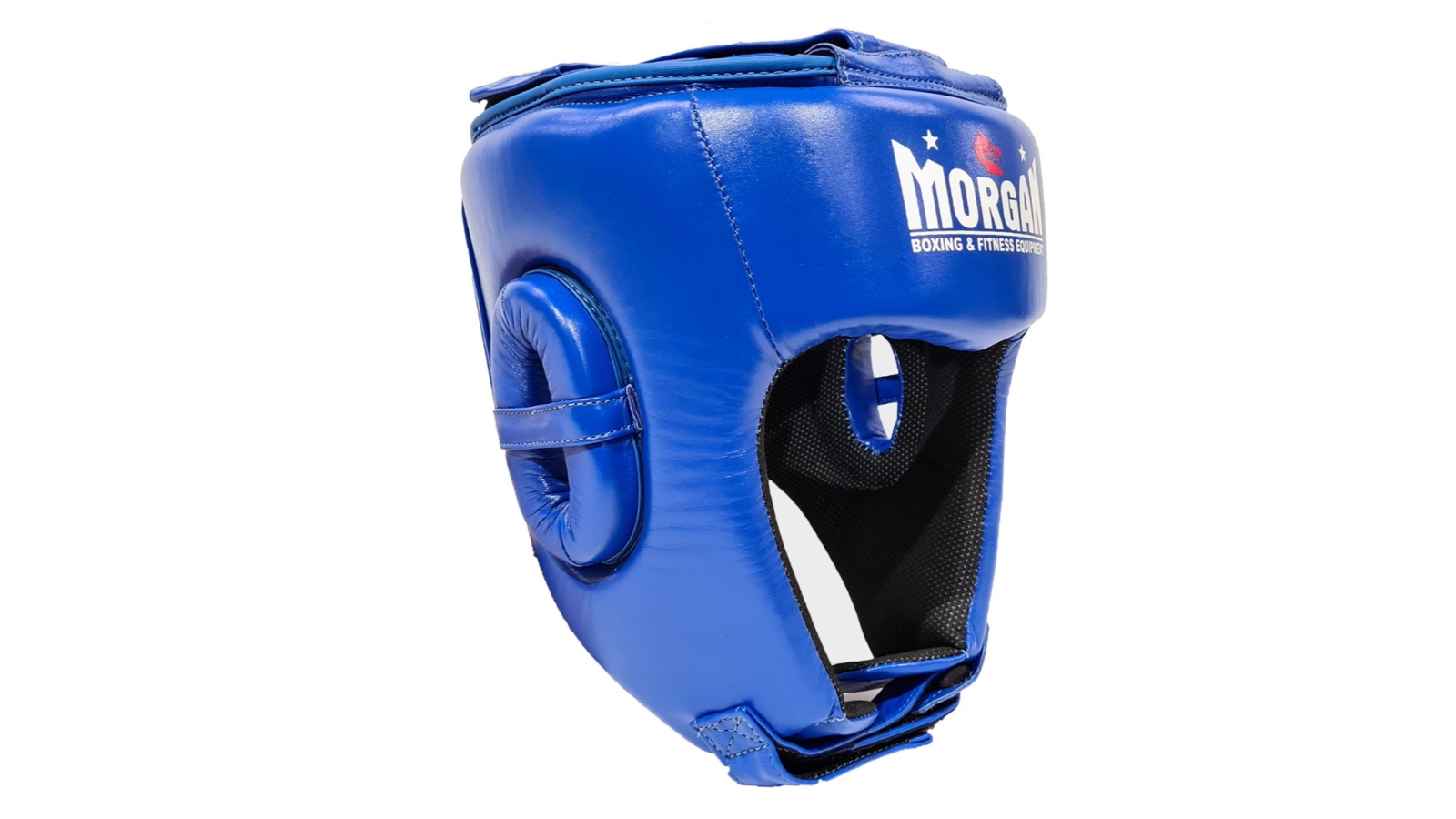 Morgan Sports Large Morgan Platinum Open Face Leather Head Guard - Blue