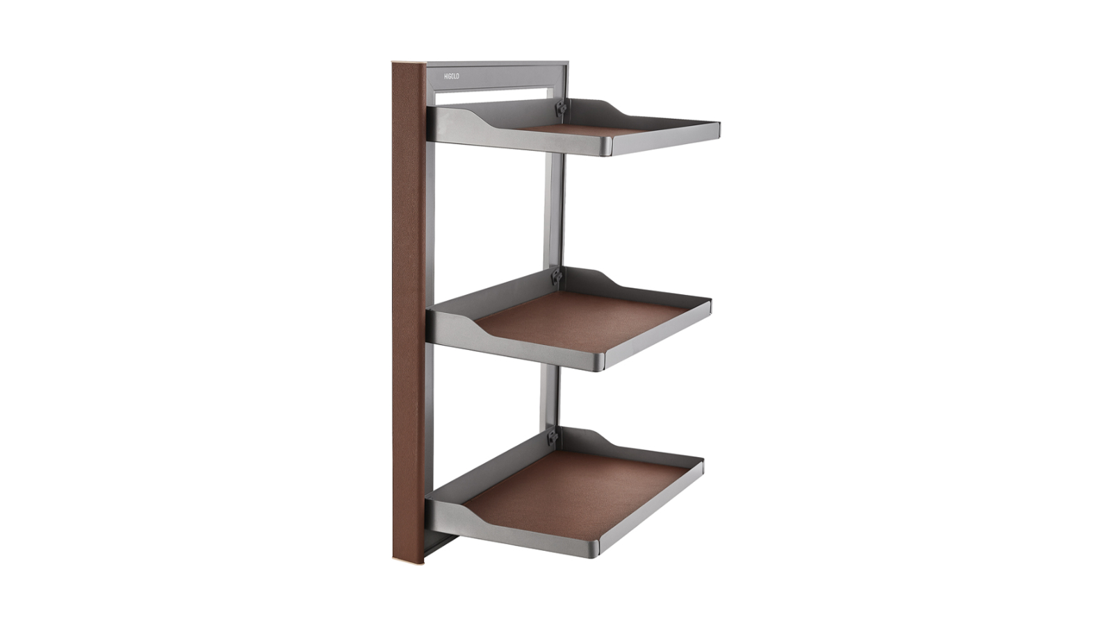 Higold Natural Finish 3 Tier B Series Left Side Mount Slide Out Wardrobe Storage Basket