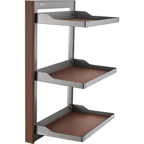 Higold Natural Finish 3 Tier B Series Left Side Mount Slide Out Wardrobe Storage Basket