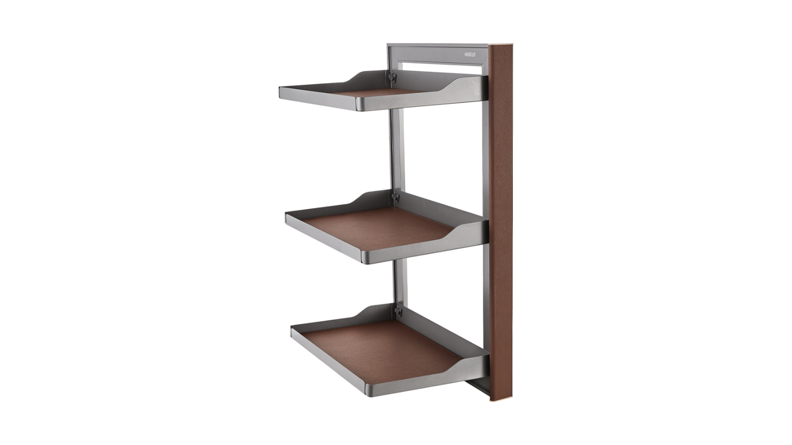 Higold Natural Finish 3 Tier B Series Right Side Mount Slide Out Wardrobe Storage Basket