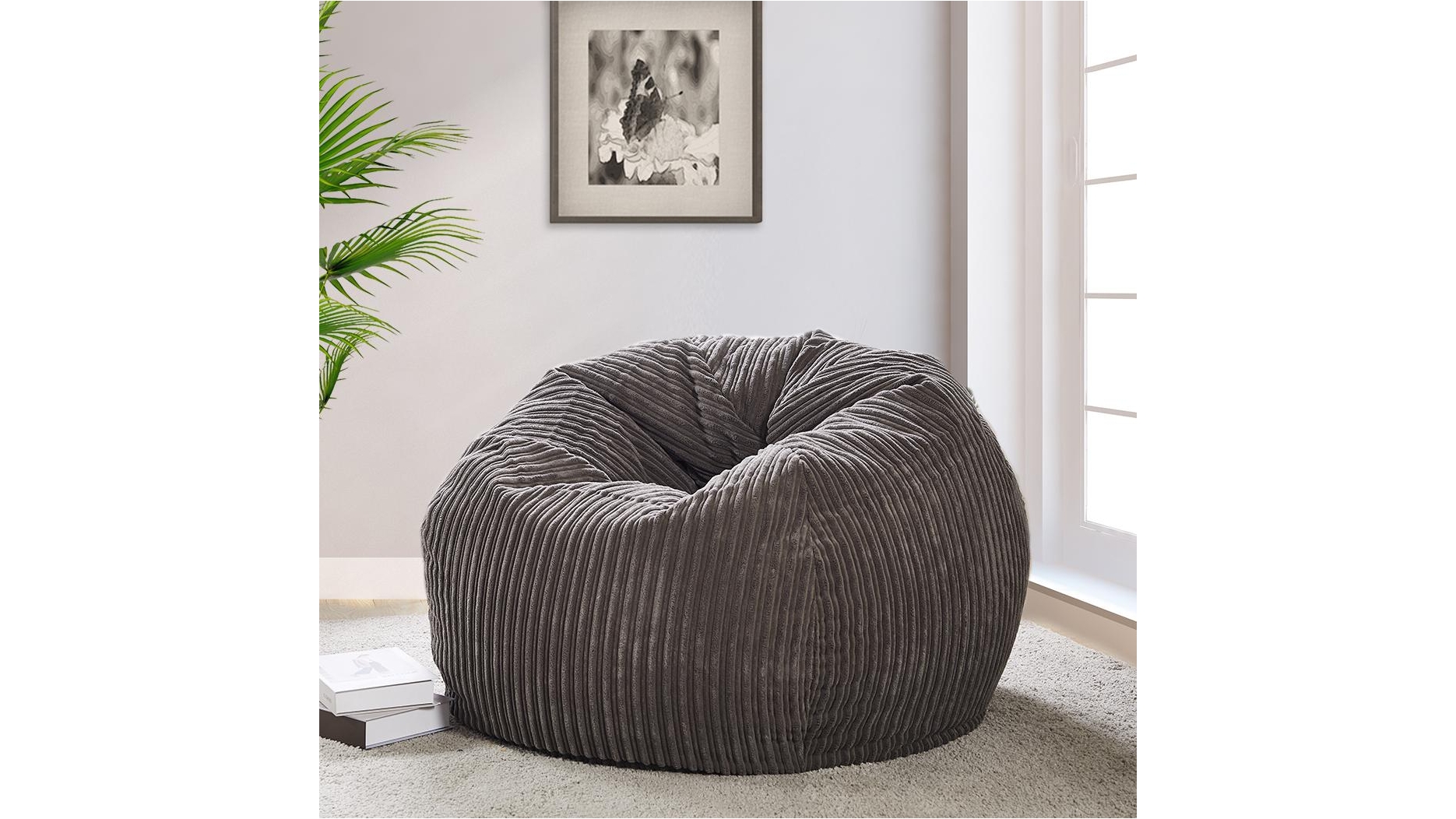 Marlow Bean Bag Large Indoor Lazy Chair Cover Grey Harvey Norman