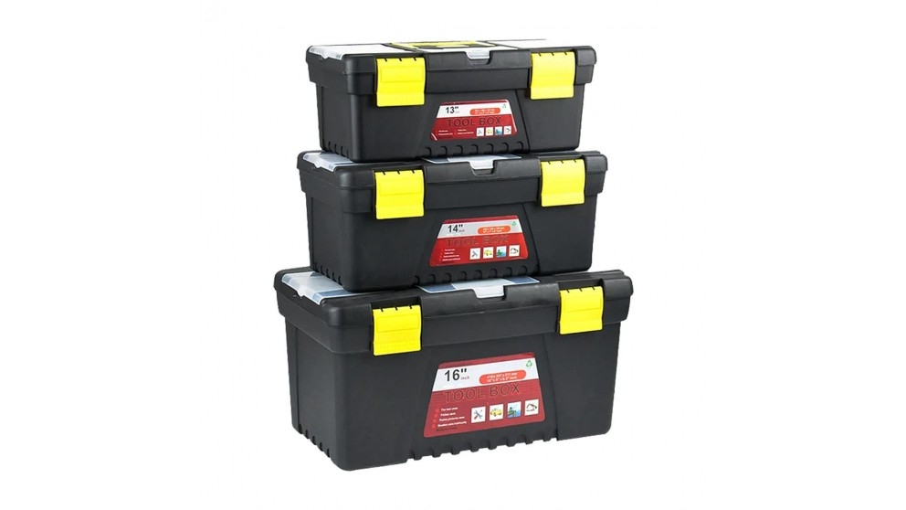 Traderight 3 Piece Tool Box Set - Black and Yellow