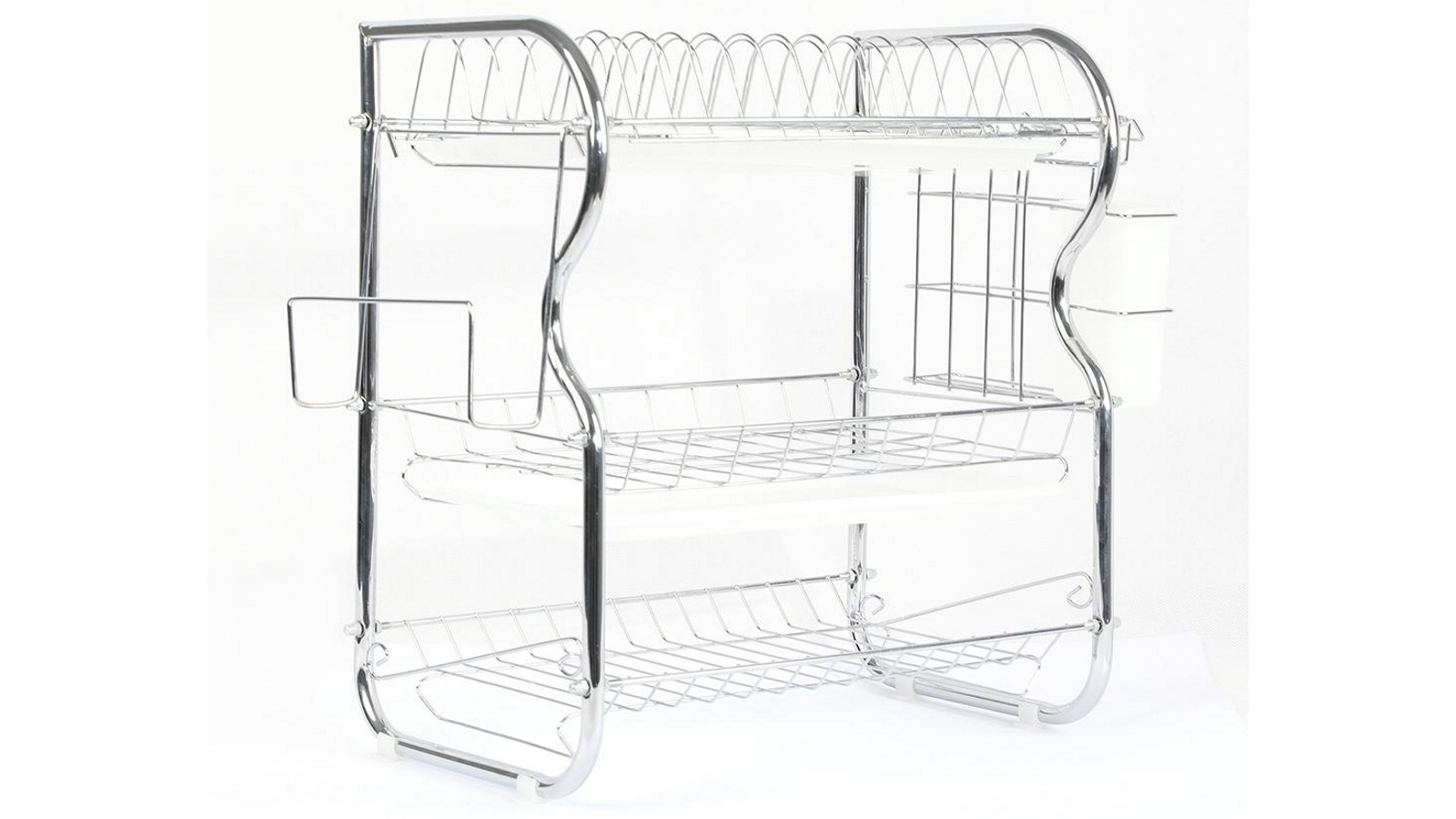 3 Tier Stainless Steel Dish Rack with Drainer Tray