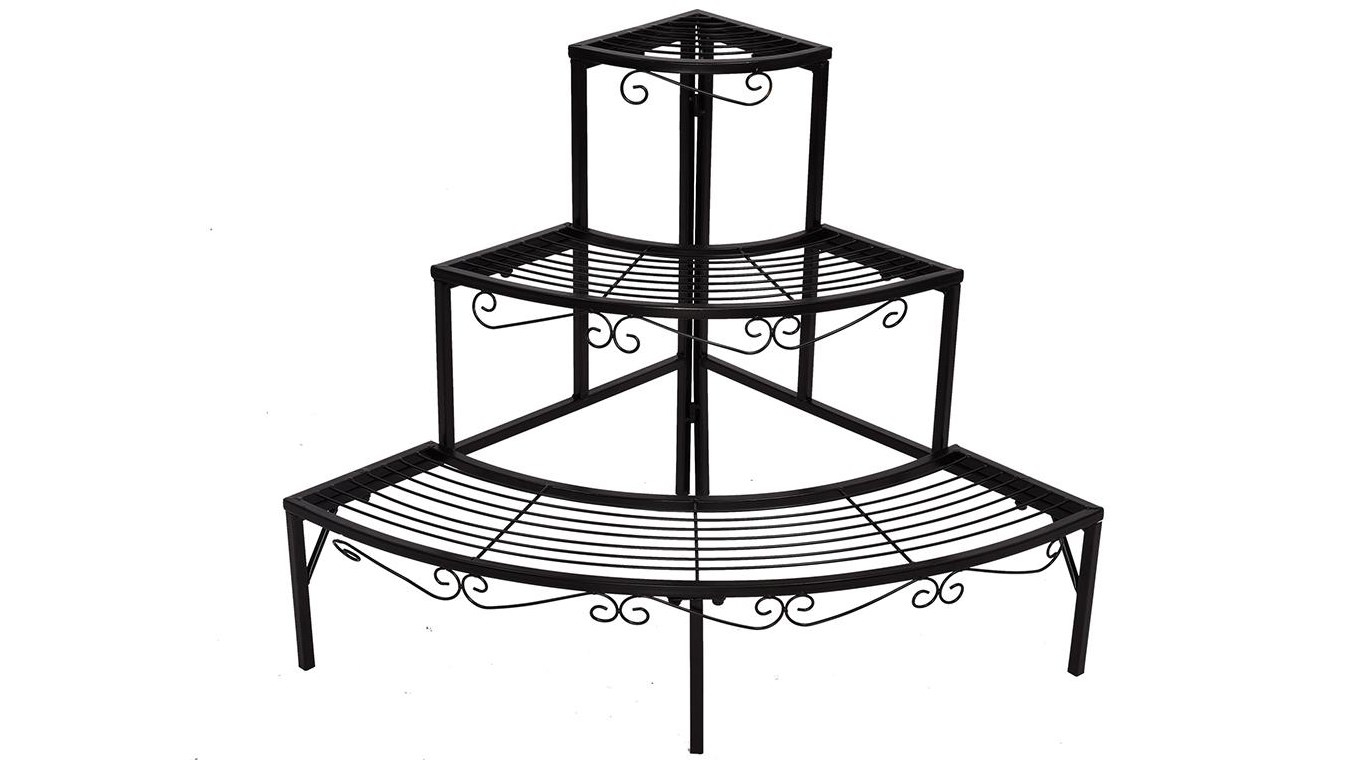 Levede Outdoor/Indoor Pot Plant Stand 3-Tier Planter Corner Shelf - Black