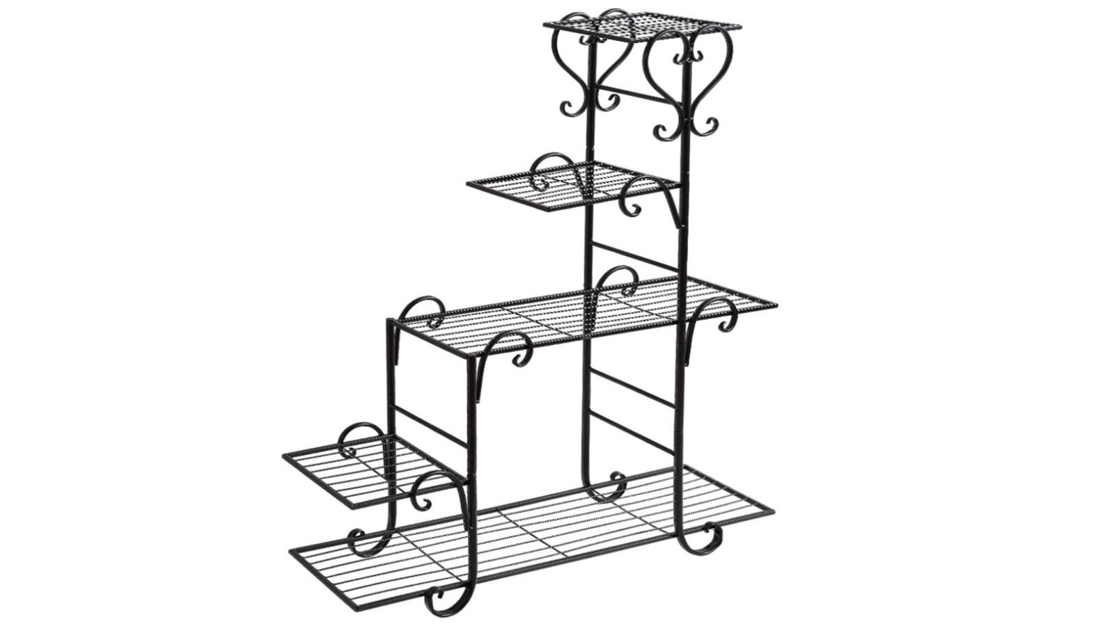 Levede Outdoor/Indoor Metal Plant Stand Flower Pots Garden Corner Shelf Stand - Black