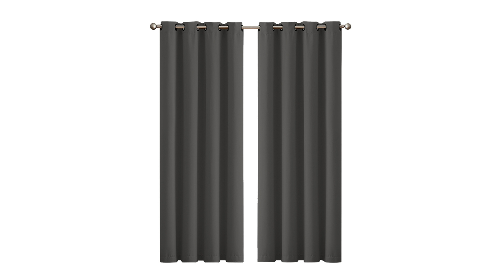 Sello Charcoal 132x213cm 3 Layers Blockout Curtains Panels - Set of 2