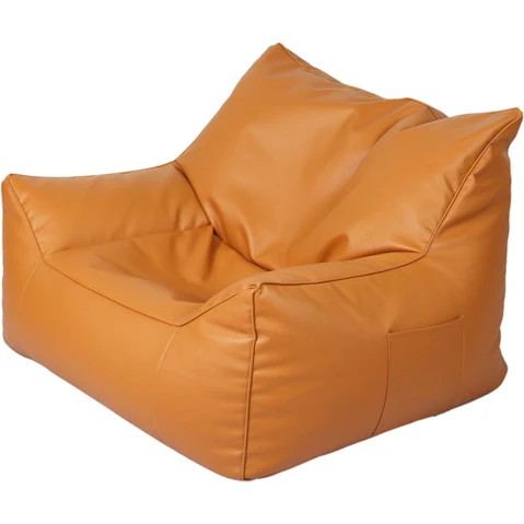 Marlow Large PU Bean Bag Lazy Chair Cover - Tan