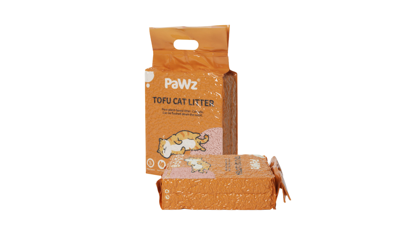 PaWz 2 Piece Tofu Super Absorben Flushable Fast Kitty Litter - Peach