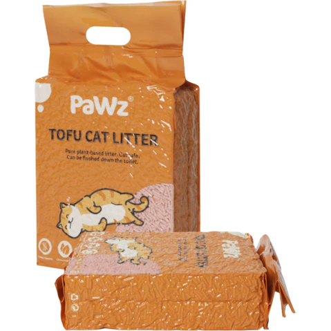 PaWz 2 Piece Tofu Super Absorben Flushable Fast Kitty Litter - Peach