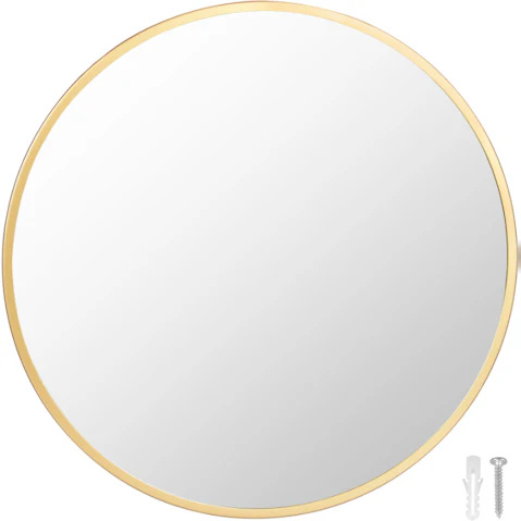 Sello Golden Yezi Round Metal Framed Wall Mirror - 70cm