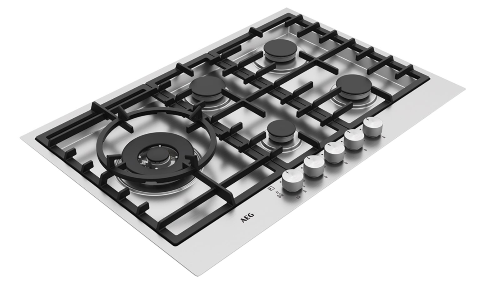 AEG 750mm 5 Burner Stainless Steel Gas Cooktop with Recessed Burners