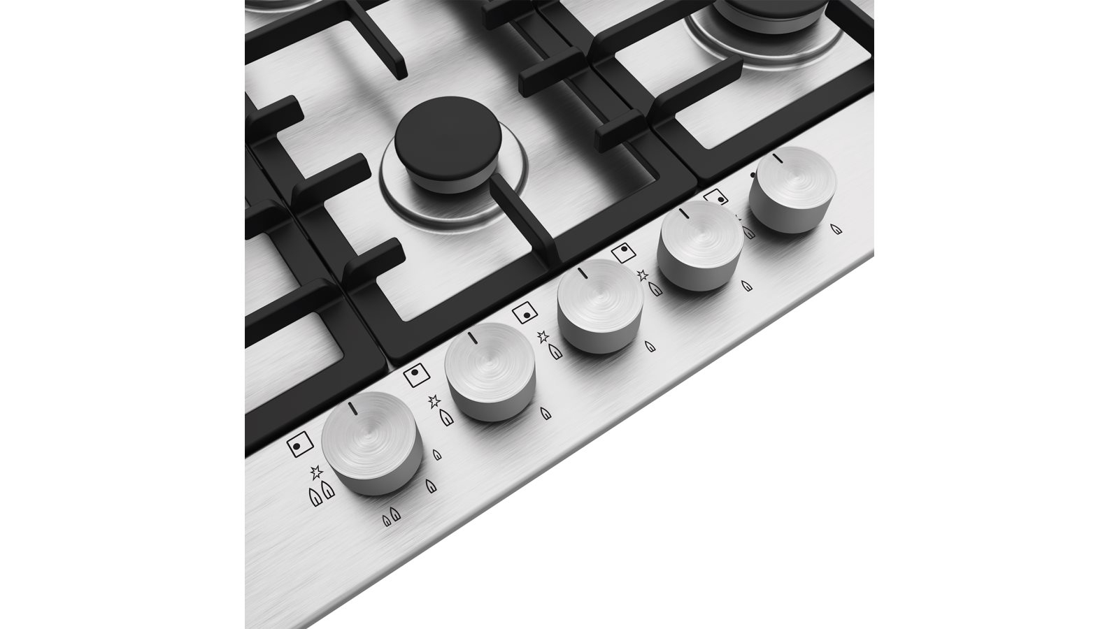 AEG 750mm 5 Burner Stainless Steel Gas Cooktop with Recessed Burners
