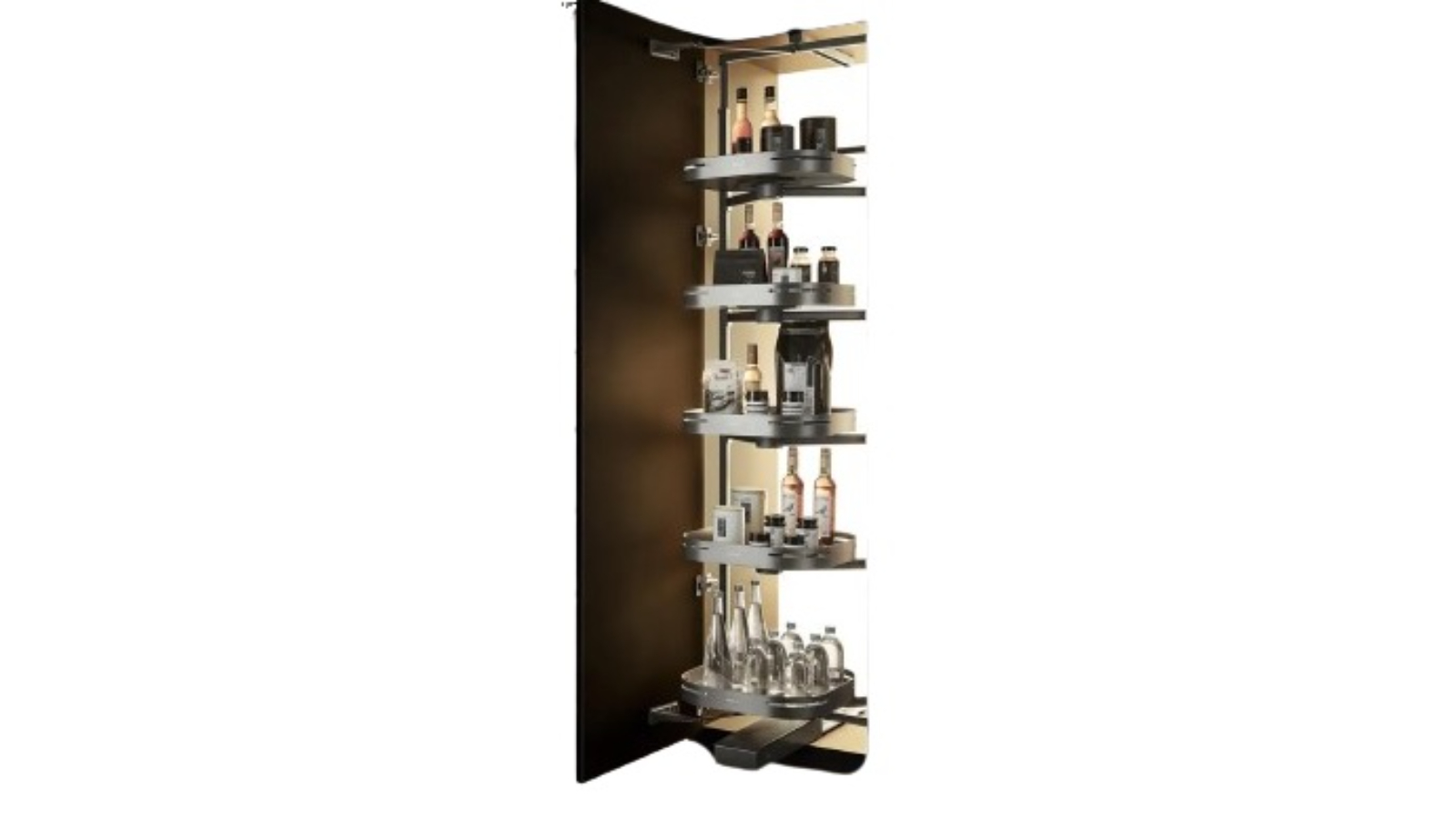 Higold 5 Trays Adjustable Shearer Tourbillon Rotating Pantry Unit - 60cm