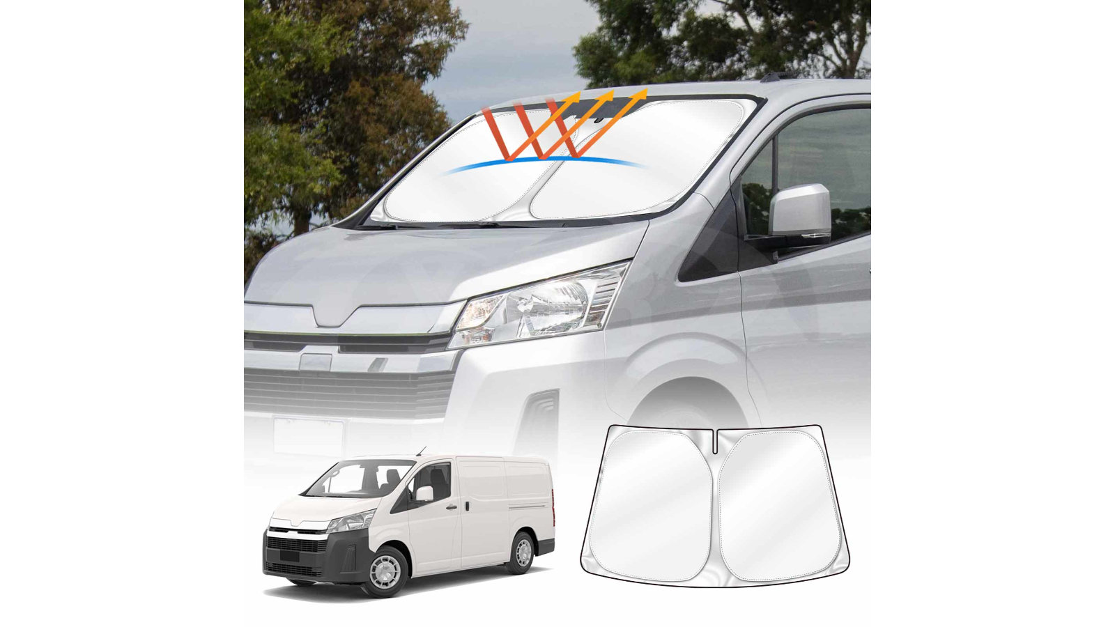X CAR Foldable UV Rays Windshield Sun Shade for Toyota Hi ace Van 2019 2024 Harvey Norman