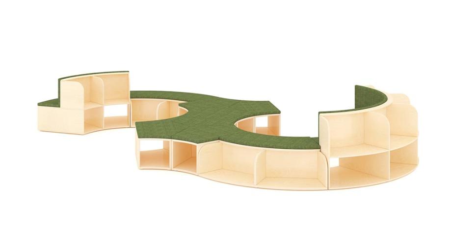 Jooyes Puzzle Curved Modular Bookshelf and Seating