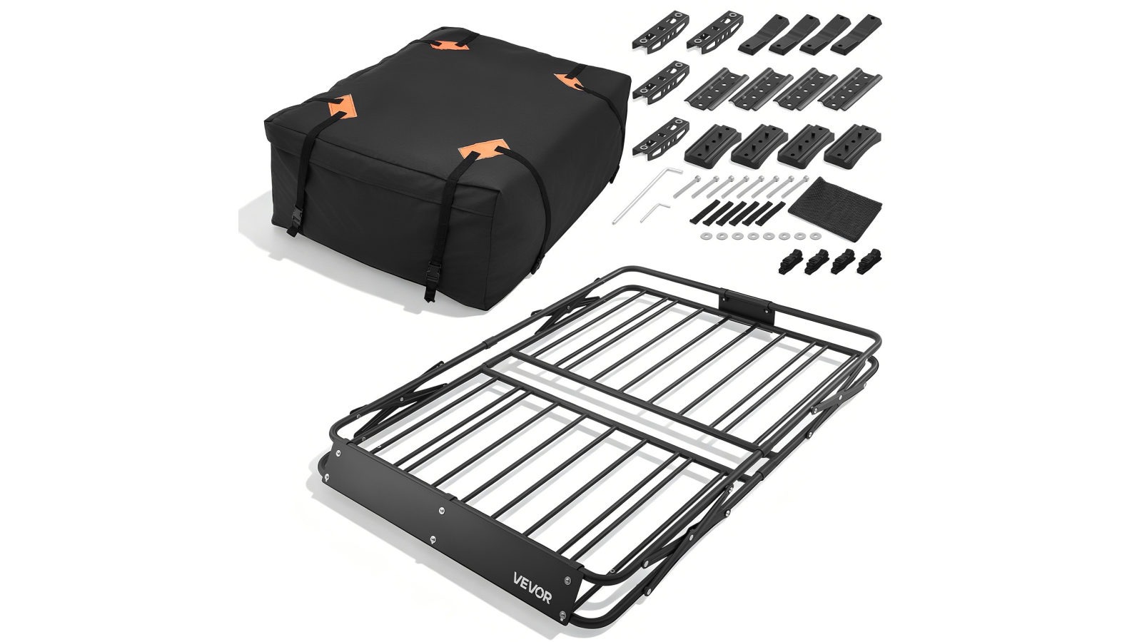 Vevor Roof Rack Cargo Basket 129.5 x 91.4 x 10.2cm Heavy Duty Carrier Basket Folding