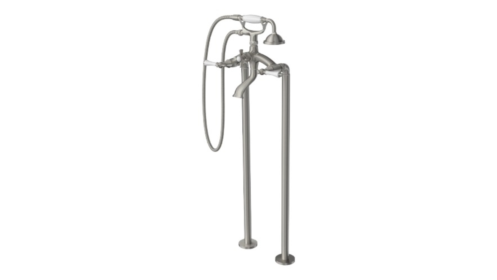 Parisi Hermitage Bath Filler with Hand Shower (White Ceramic Lever) - Pewter