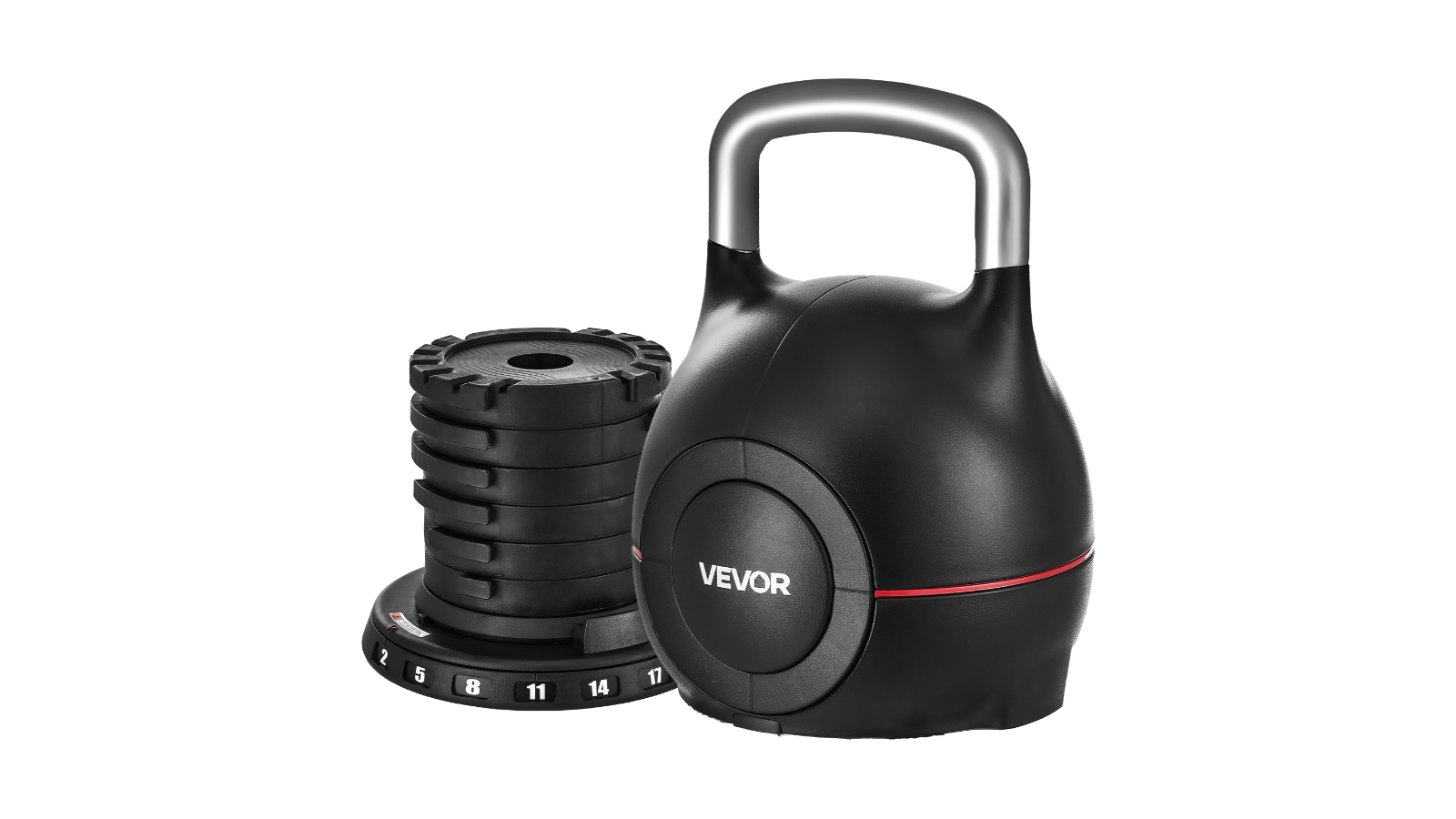 Vevor Adjustable Kettlebell with 7-Weight Level - Black