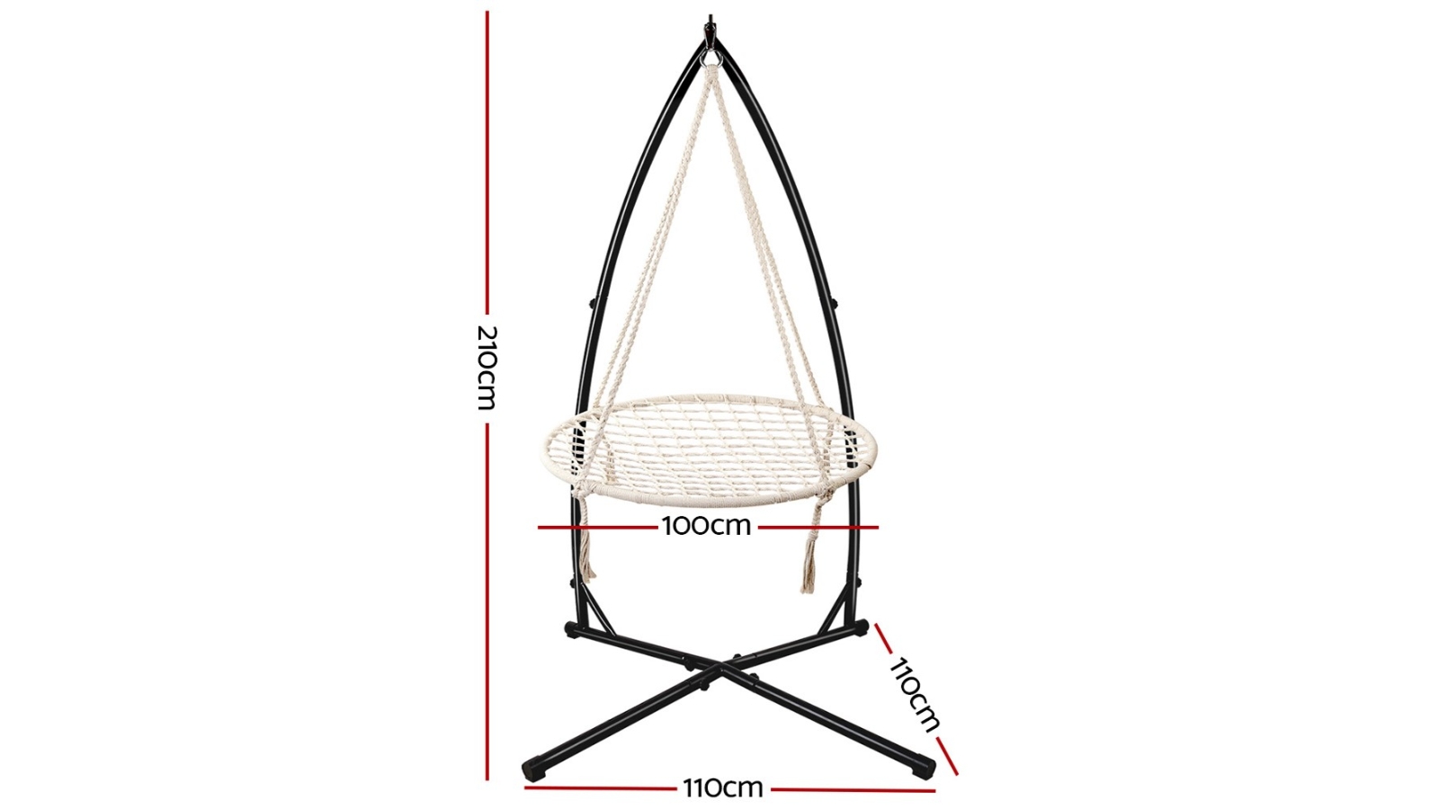 Gardeon Outdoor Hammock Chair with Stand 100cm - Cream