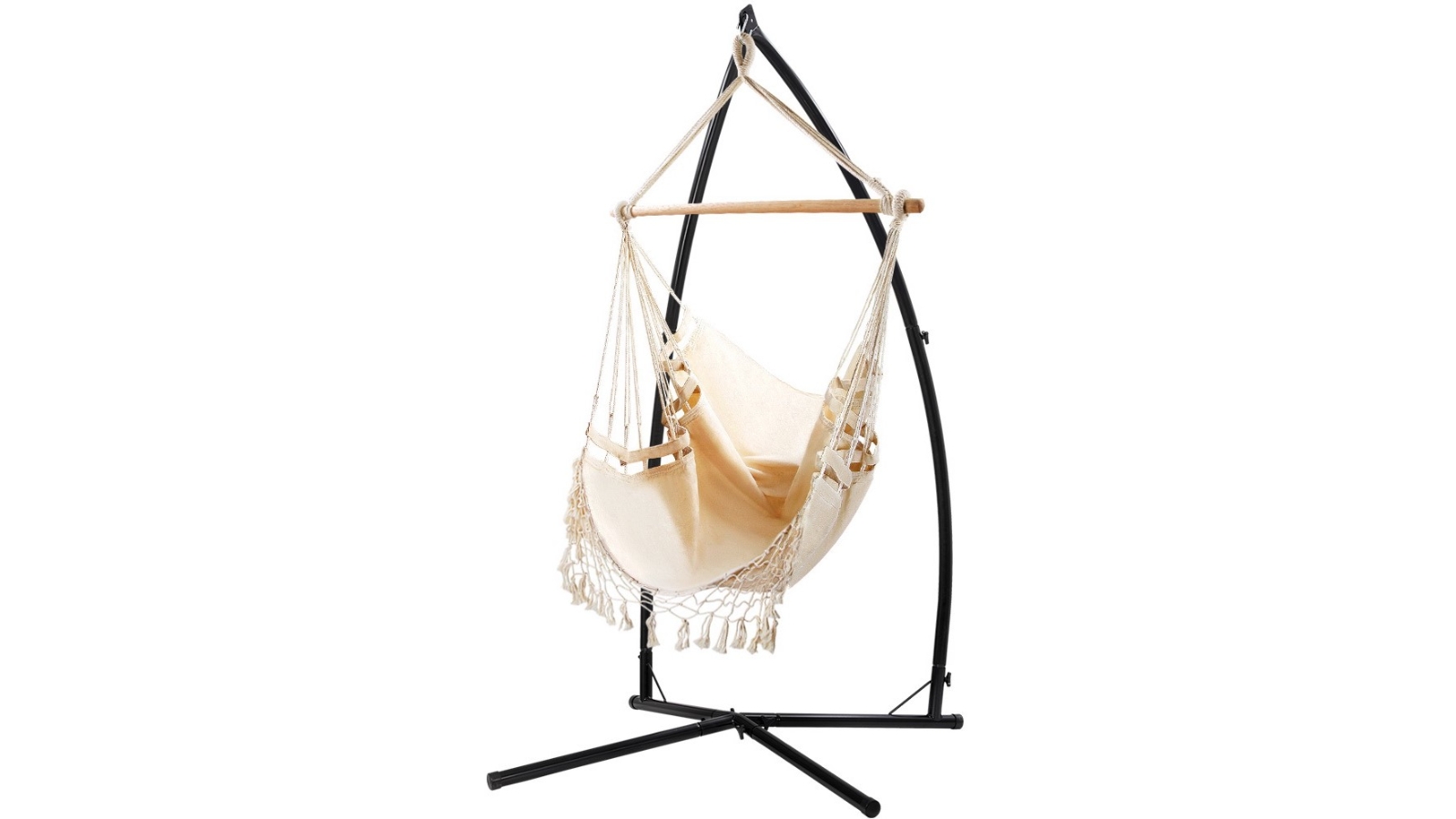 Gardeon Hammock Chair with Stand Tassel Hanging Rope - Grey