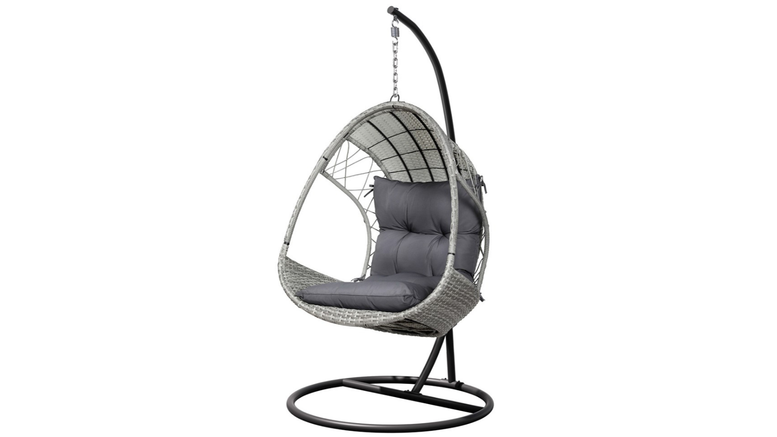 Gardeon Outdoor Egg Swing Chair with Stand Cushion - Light Grey