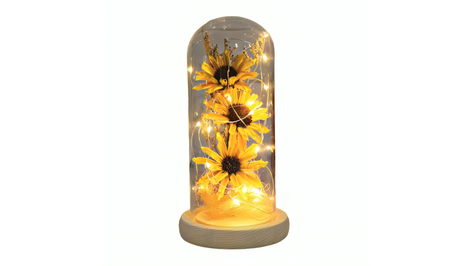 NNETM Artificial Sunflower in Glass Dome