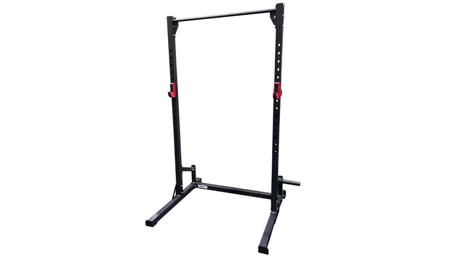 Cyberfit Half Rack with Pull-up Bar + Plate and Barbell Storage