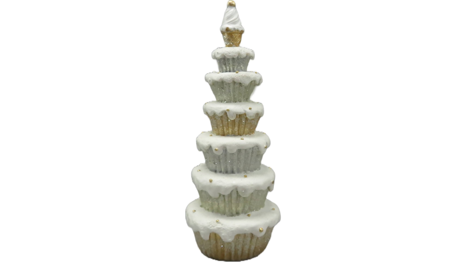 Cotton Candy Xmas Gold Cupcake Christmas Tree Statue