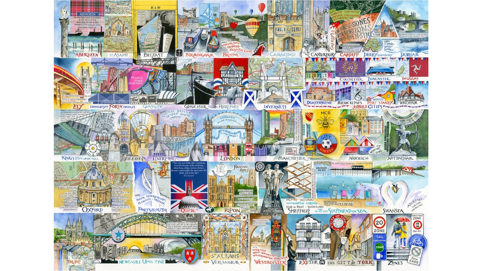 Gibsons 1000 Piece Bright Light and Big Cities Jigsaw Puzzle