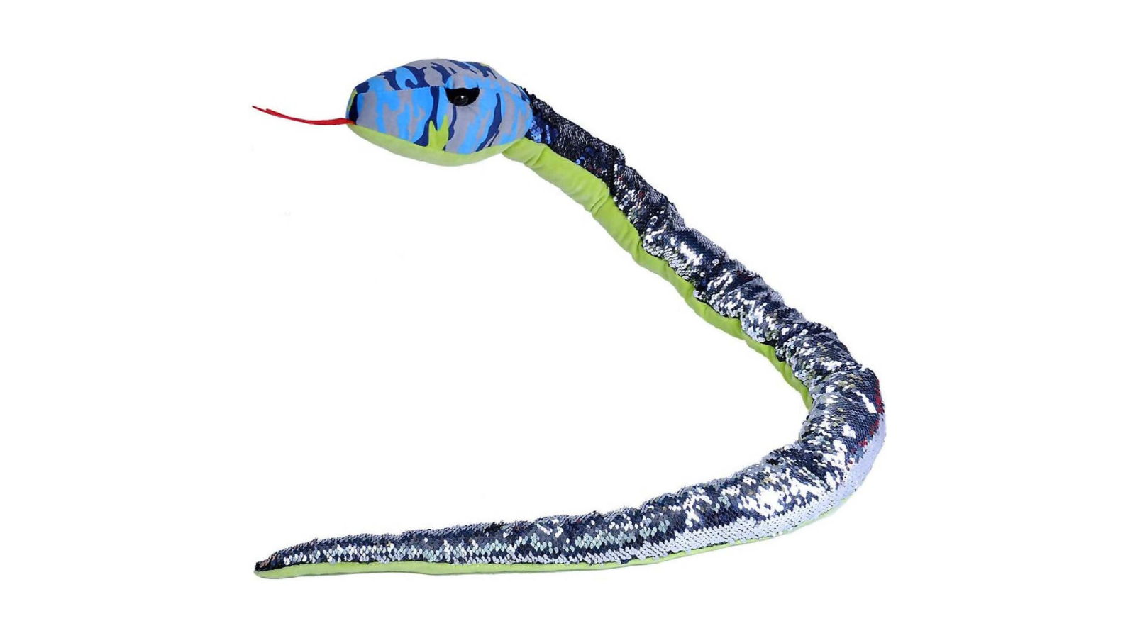Wild Republic 137cm Blue Sequin Camo Snake Plush Toy