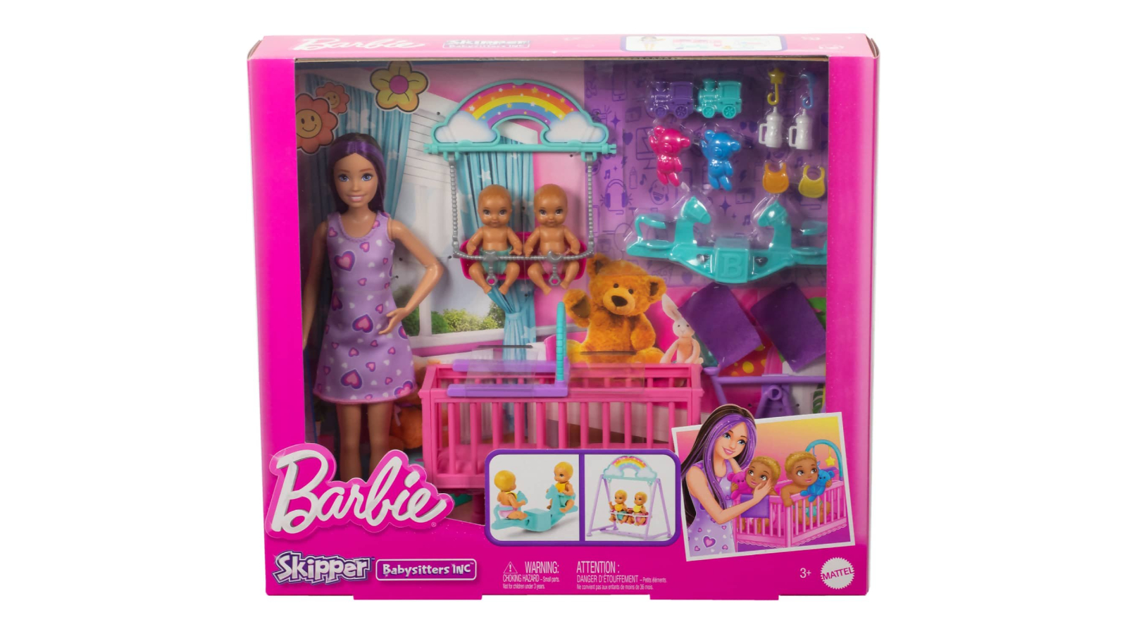 Barbie Skipper Babysitter Doll with Twin Nursery Playset - Mattel