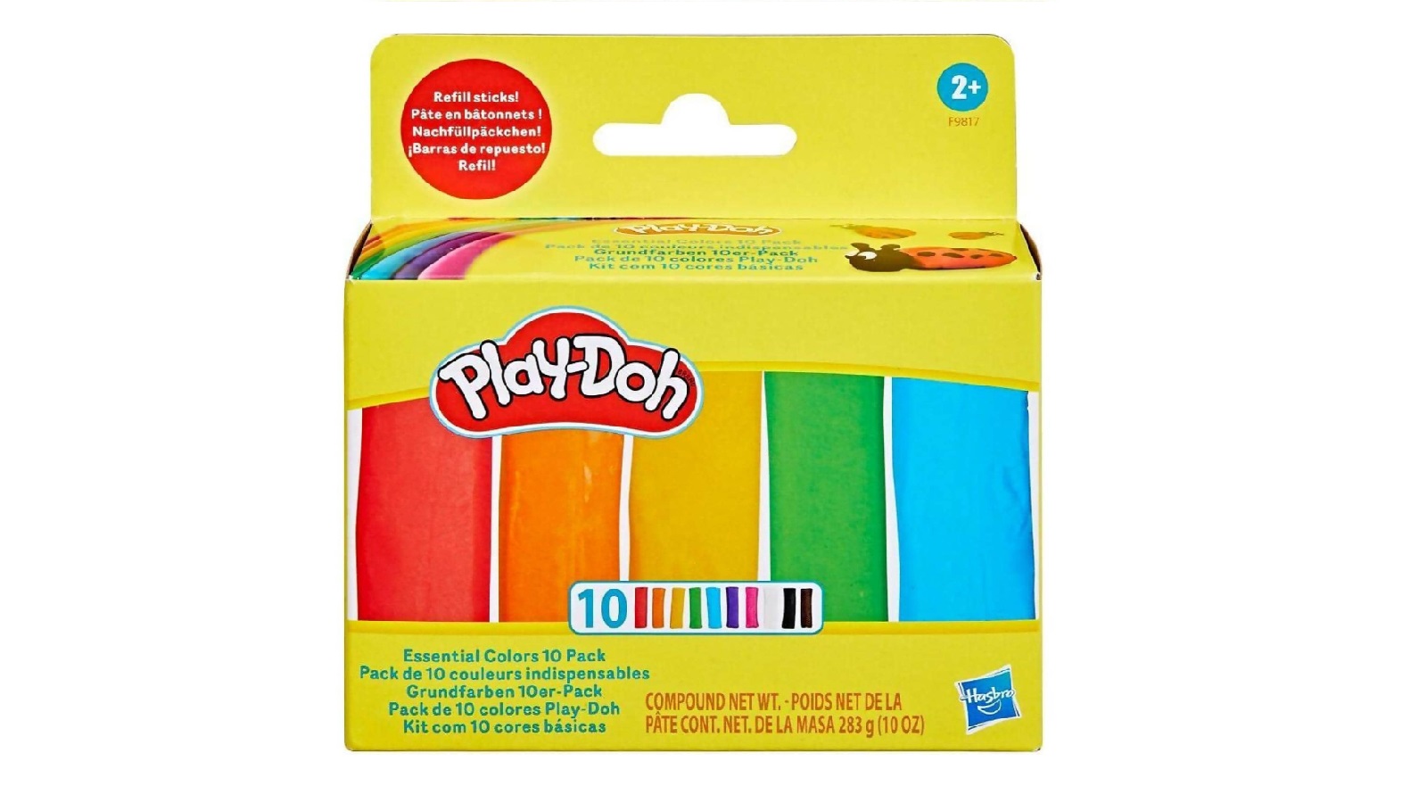 Play-doh Pack of 10 Essential Colour of Refill Stick - 2year+