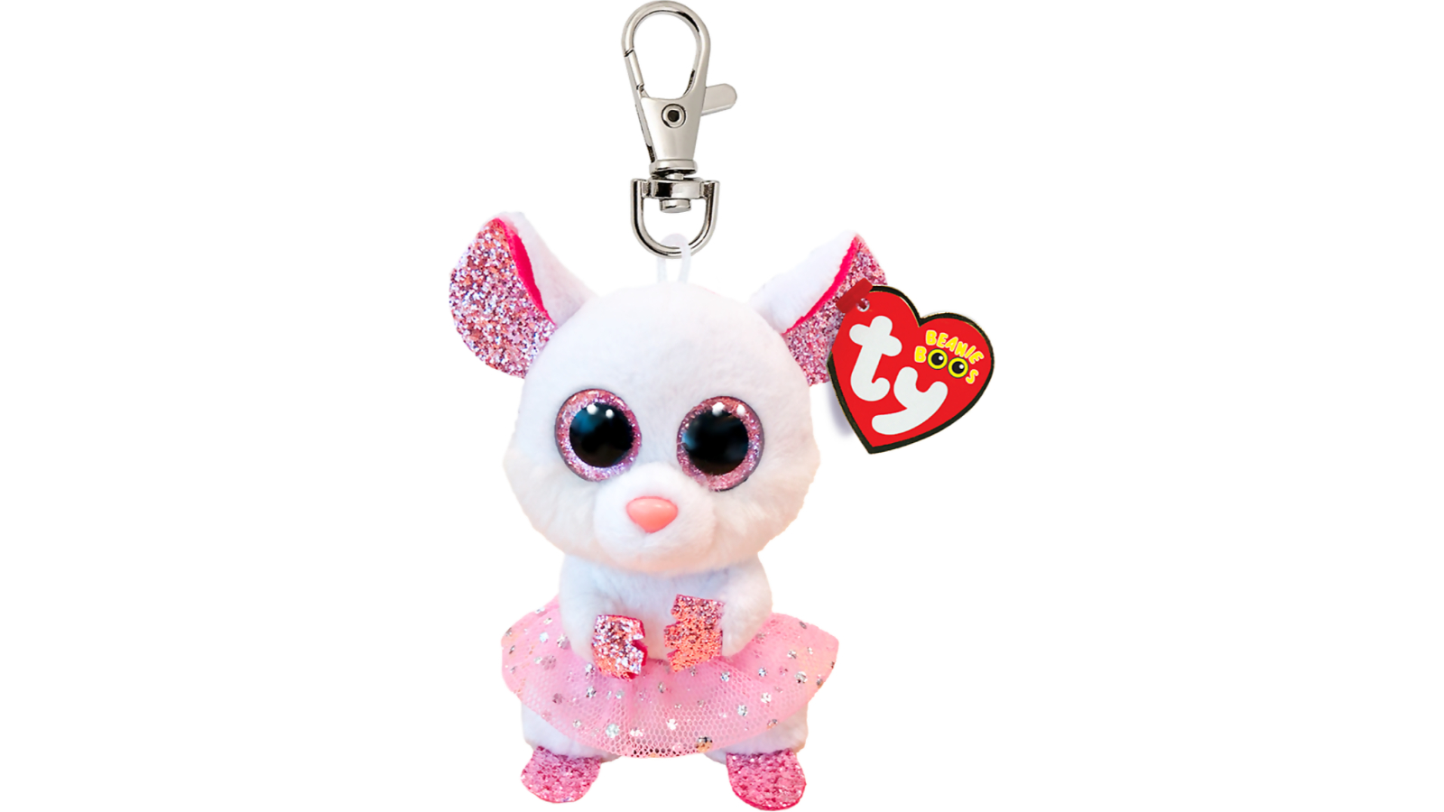 TY Nina White Ballerina Mouse Beanie Boos Clip