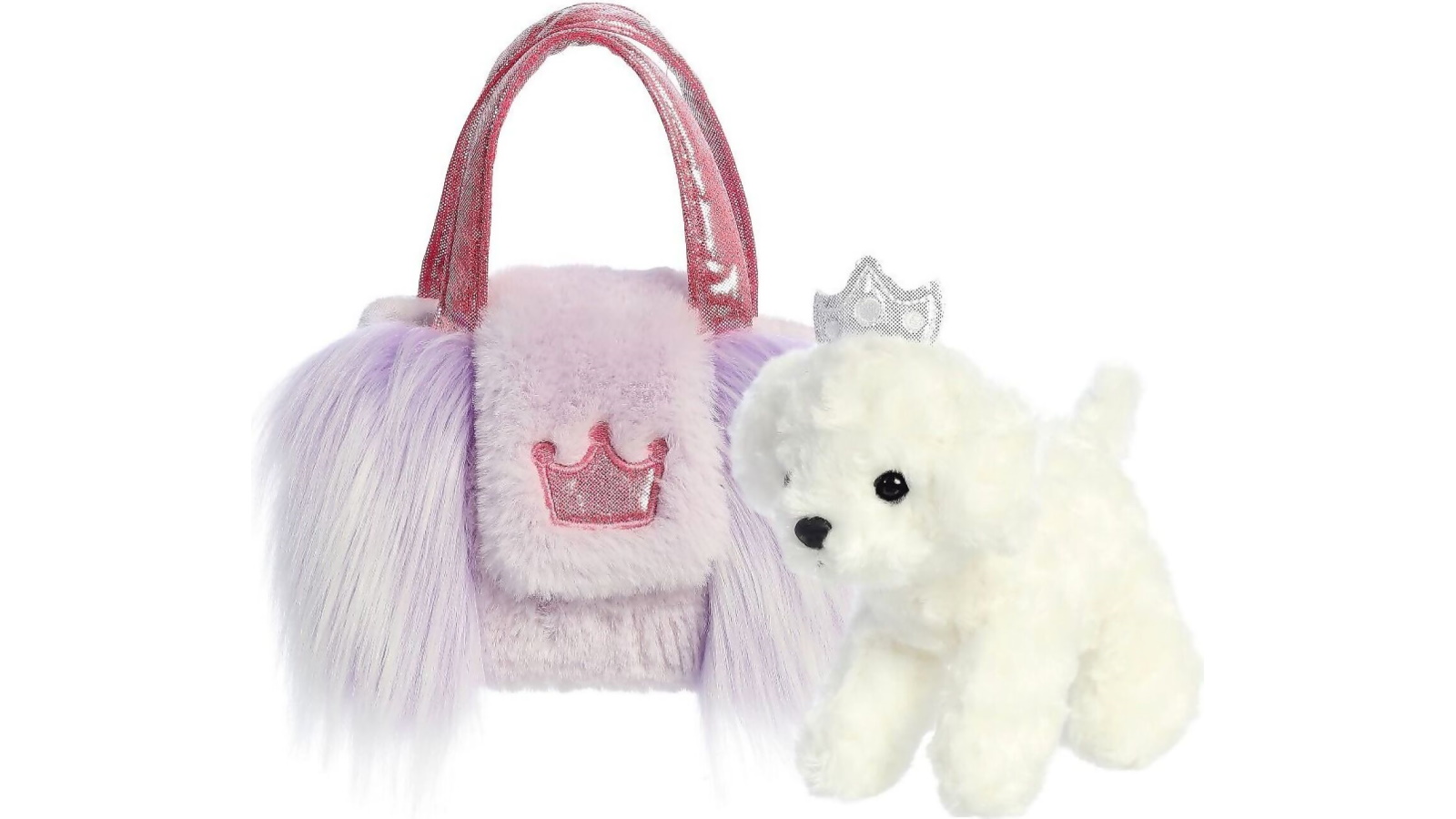 Cotton Candy Fancy Pals Bichon Pup in Purple Fuzzy Bag