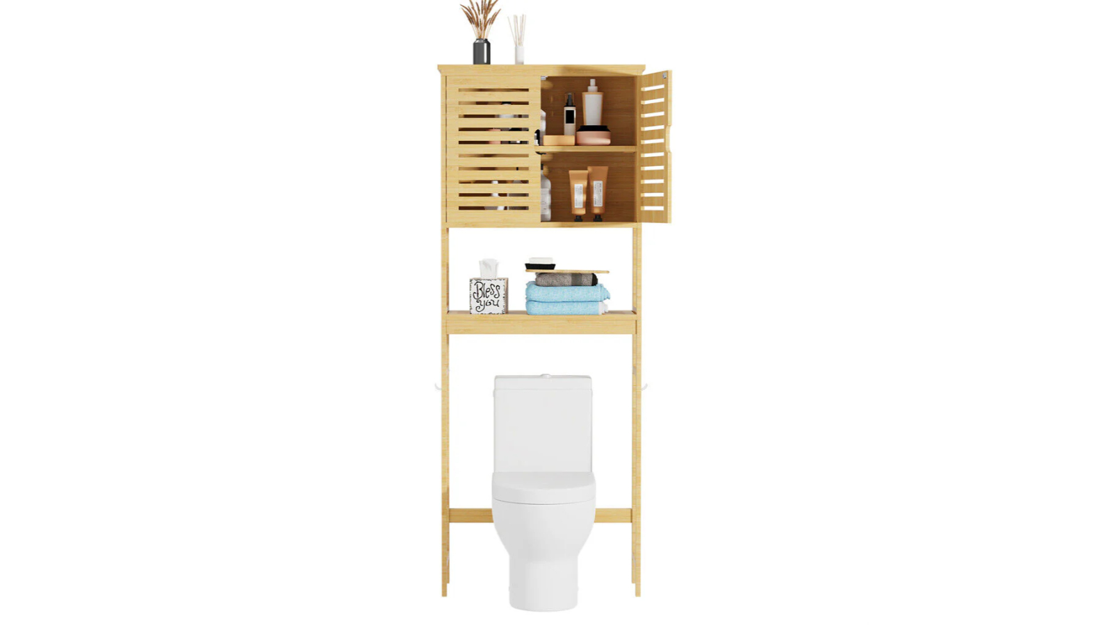 Pretty & Practical 4-Tier Bamboo Bathroom Toilet Storage Rack