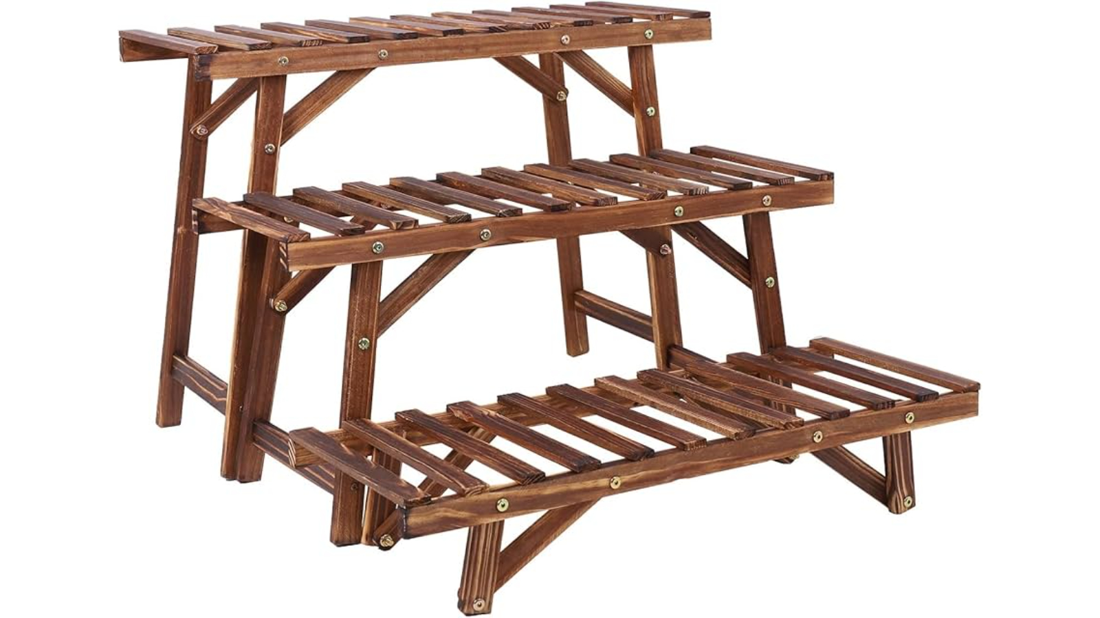 Pretty & Practical 3-Tier Heavy Duty Wood Corner Ladder Plant Shelf