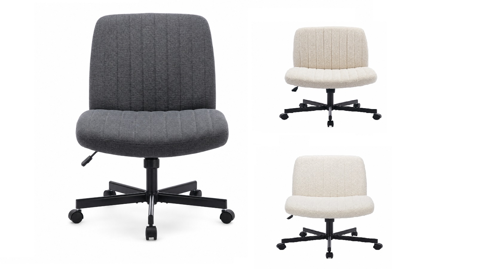 Oakory Wide Seat Cross-Leg Swivel Ergonomic Armless Office Chair