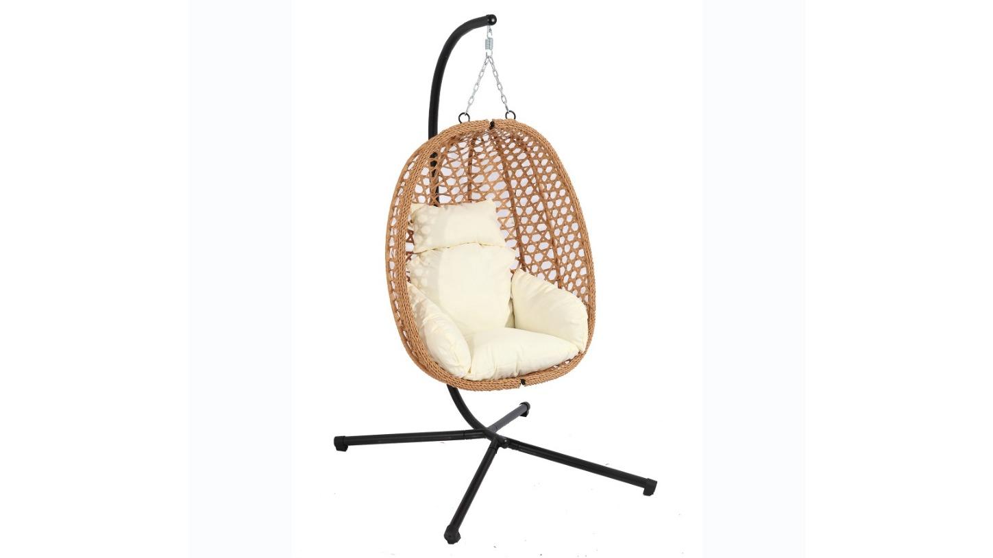 Hubsite Foldable Rattan Garden Chair with Thick Cushion - Brown