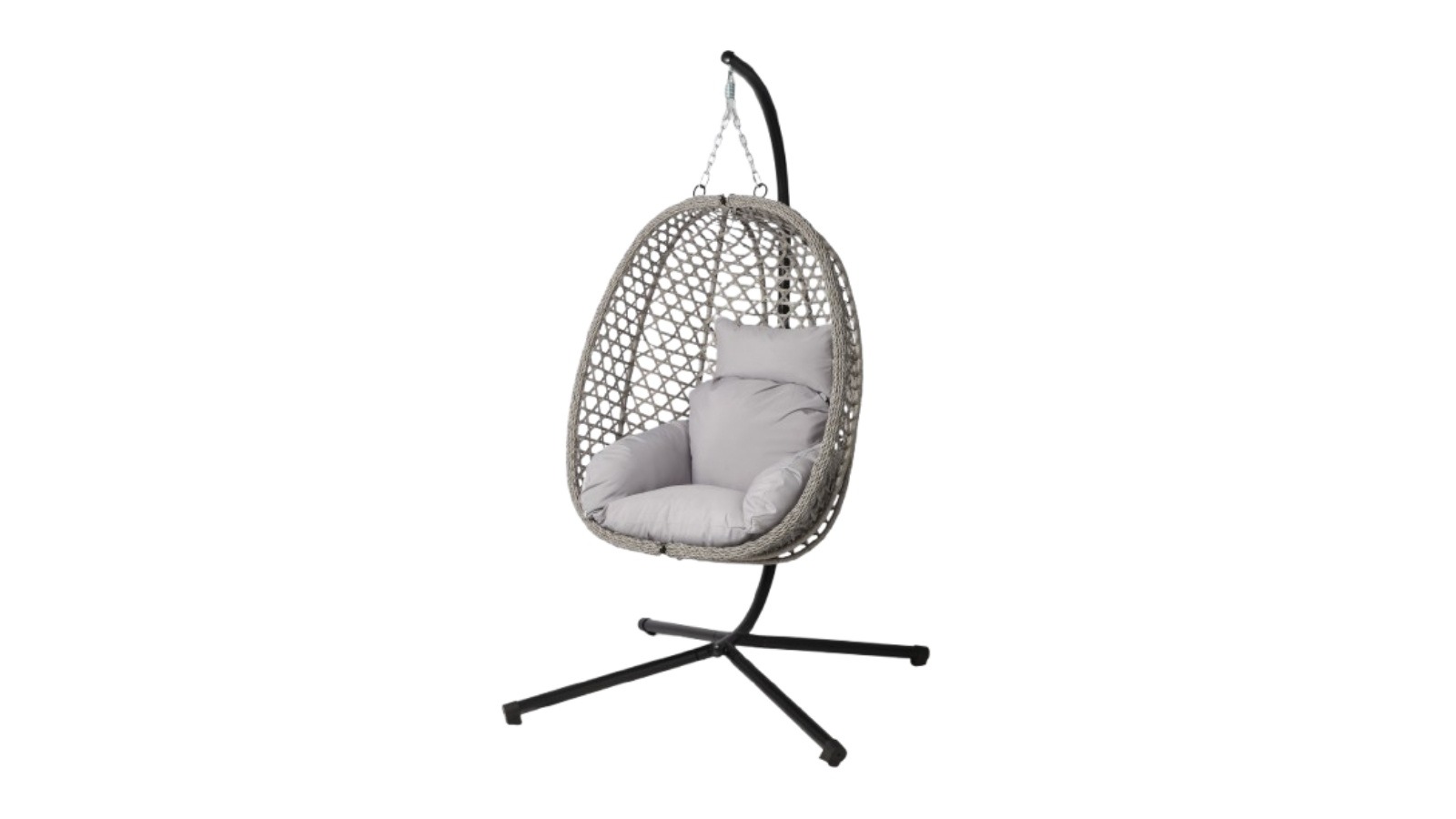 Hubsite Grey Foldable Rattan Garden Chair with Thick Cushion
